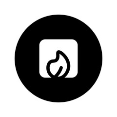 Poster - fireplace circular glyph icon