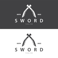 Sword Logo, Simple Fighter Cutting Tool Design Illustration Template