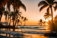 Palm Trees At Sunset