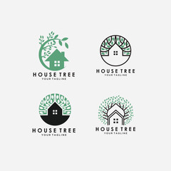 Wall Mural - set of collection house logo template. house tree, house palm, house inspiration design.