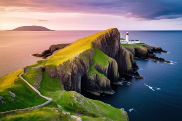 Wall Mural - Skye island Nest Point lighthouse in Highland.