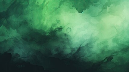 Wall Mural - Green abstract background. Gradient from black to green. Flowing watercolor streaks. Dark haze

