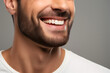 © Rathnayakamudalige - Confident man, clean smile, stylish, strong jawline. Dental ad. Isolated on white. Generative AI.