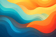 黄色・オレンジ・青のカラフルなウェーブ背景｜ wave.Abstract digital background.Generative AI