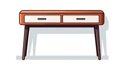 Wall Mural -  illustration of console table with drawers isolated on the white background