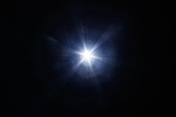 Aufkleber - Easy to add lens flare effects for overlay designs or screen blending mode to make high-quality images. Abstract sun burst, digital flare, iridescent glare over black background.