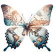 World Map Butterfly Concept: Vintage Map Imprint on Vibrant Butterfly Wings Representing Global Transformation, Travel, and Evolution