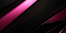 Pink And Black Abstract Modern Background With Diagonal Lines Or Stripes And A 3d Effect. Metallic Sheen.
