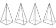 3d outline rectangular pyramid shape icon set