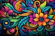 Attractive colorful doodle background with floral design. Generative AI