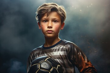 Wall Mural - Young Boy Holding Soccer Ball