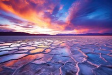 Dramatic Sunset Over Salt Lake In California, United States, Great Salt Lake Utah Amazing Travel Picture, AI Generated