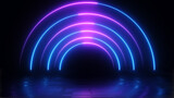 Fototapeta Do przedpokoju - Abstract futuristic background with neon blue and purple glowing lines