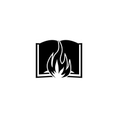 Canvas Print - Fire and book logo icon isolated on transparent background