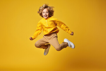 happy indian little boy jumping in the air