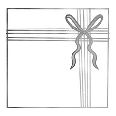 Wall Mural - Silver Metallic Present Tied With Ribbon Outline