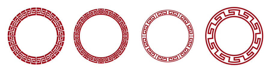 Wall Mural - set of chinese circular border. islated on a transparent background.