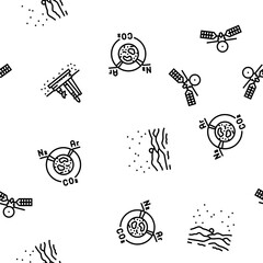 Wall Mural - mars planet space astronomy vector seamless pattern thin line illustration