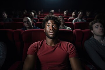 Wall Mural - Man Watching Movie in Theater