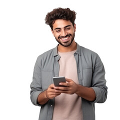 Wall Mural - Smiling Young Middle Eastern Man With Digital Tablet In Hands isolated