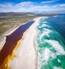 Wall Mural - Aerial view of Noordhoek Long Beach in Cape Town, South Africa