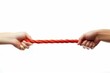 © nsit0108 - Red tug of war isolated on white background. Motivation power string rope. Generate Ai