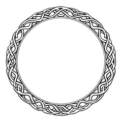 Wall Mural - Round Celtic frame. Black pattern, isolated vector on white background. Border