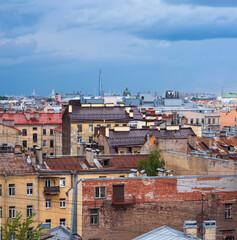 Wall Mural - top view of the city roofs in the historical center of Saint Petersburg