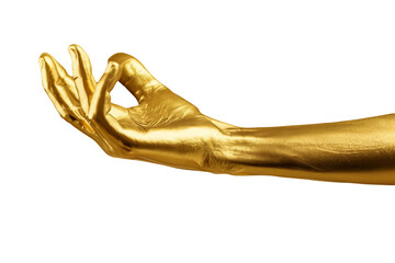 Golden hand  isolated on a transparent background. Generative AI PNG