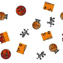 Wall Mural - mars planet space astronomy vector seamless pattern thin line illustration