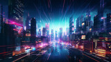 Fototapeta Boho - cyberpunk city Generative AI