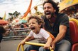 Happiness moment of father and son at a amusement part