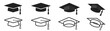 graduation cap icon, university or college graduation hat icon, student graduation cap diploma, vector illustration