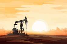 Oil Rigs That Mine Precious Petroleum In America. Simple Colorful Background, Copy Text Space For Ads And Banner. Generative AI