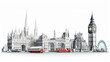 Stunning London Illustration Featuring Iconic Landmarks, Perfect for Your Design Projects and Travel-Themed Creations