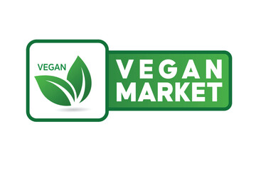 Wall Mural - vector minimalist vegan market circle logo