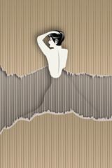 Wall Mural - Corrugated Cardboard Fashion Lady