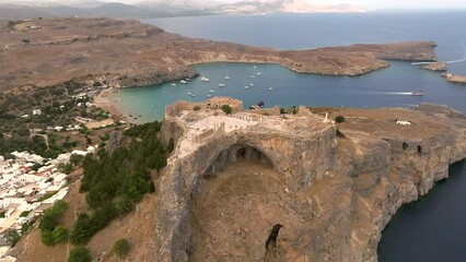 Wall Mural - Acropolis of Lindos town and white houses in Rhodes island Greece