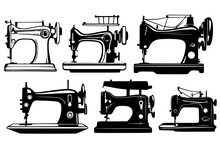 Bundle Of Vector Sewing Machine Logos, Icons, Illustrations