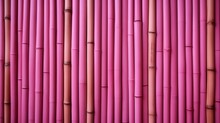 Pastel Pink Bamboo Sticks Decor. Concept Of Asian Style, Japanese, Chinese Or Tropical Background Or Wallpaper.