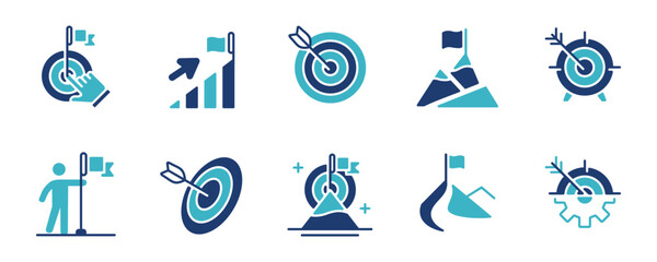 Leinwandbilder - business challenge target arrow mission icon set goal objective performance growth objective marketing management vector illustration for web and app