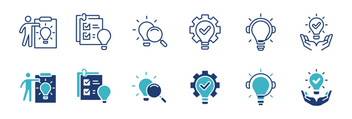 Poster - collection of business innovation idea creativity icon set project solution creative thinking inspiration vector illustration for web and app template design