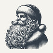 Santa portrait. Vintage woodcut engraving style hand drawn vector illustration.