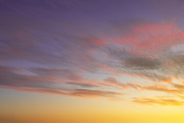 Wall Mural - glowing real sky at sunset texture background overlay. dramatic red and orange clouds.