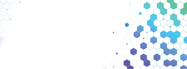 Fototapete - Vector banner design, white background with hexagon pattern. line hexagon light technology futuristic geometric design modern on white background vector.