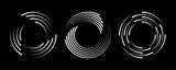 Fototapeta Do przedpokoju - Set of speed lines in circle form. Radial speed Lines in Circle Form for comic books. Technology round Logo. Black thick halftone dotted speed lines.