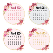 March 2024 Calendar Template. 2024 Calendar. 2024 Annual Calendar Template With Floral.
