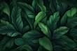 Dark green tropical leaves panorama, nature background for social media, Instagram, Facebook, banners. Generative AI