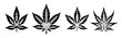 Black and white sketch of a marijuana leafs 
