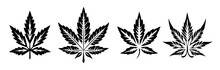 Black And White Sketch Of A Marijuana Leafs 